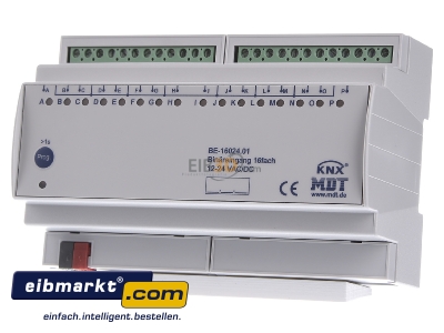 Frontansicht MDT BE-16024.01 EIB/KNX Binreingang 16-fach, 8TE REG, Eingnge 24VAC/DC - 