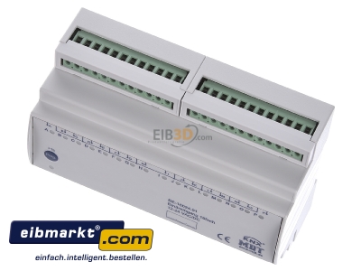 Ansicht oben vorne MDT BE-16024.01 EIB/KNX Binreingang 16-fach, 8TE REG, Eingnge 24VAC/DC - 