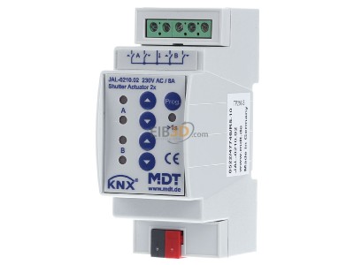 Front view MDT JAL-0210.02 EIB/KNX Shutter Actuator 2-fold, 2SU MDRC, 10A, 230VAC - 
