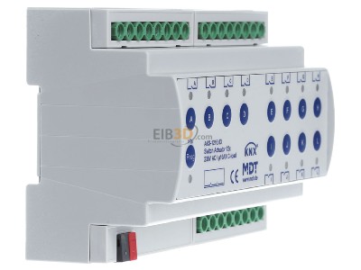 Ansicht links MDT AKS-1216.03 EIB/KNX Schaltaktor 12-fach, 8TE, REG, 16A, 230VAC, C-Last, Standard, 140F - 