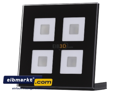 Front view MDT BE-GT04S.01 EIB/KNX Glass Push Button 4-fold Plus, Black - 

