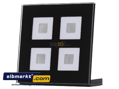 Frontansicht MDT BE-GT04S.01 EIB/KNX Glastaster 4-fach Plus, Schwarz - 