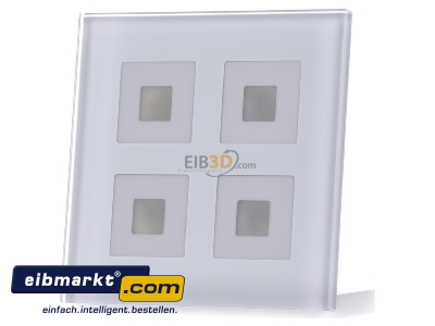 Front view MDT BE-GT04W.01 EIB/KNX Glass Push Button 4-fold Plus, White - 
