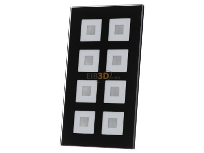 Front view MDT BE-GT08S.01 EIB/KNX Glass Push Button 8-fold Plus, Black - 
