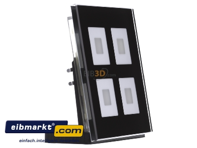 View on the left MDT BE-GTT4S.01 EIB/KNX Glass Push Button 4-fold Plus, Black, Temperature Sensor - 
