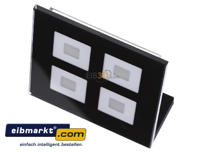 Ansicht oben vorne MDT BE-GTT4S.01 EIB/KNX Glastaster 4-fach Plus, Schwarz mit Temperatursensor - 