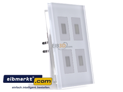 Ansicht links MDT BE-GTT4W.01 EIB/KNX Glastaster 4-fach Plus, Wei mit Temperatursensor - 