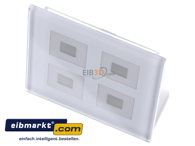 Ansicht oben vorne MDT BE-GTT4W.01 EIB/KNX Glastaster 4-fach Plus, Wei mit Temperatursensor - 