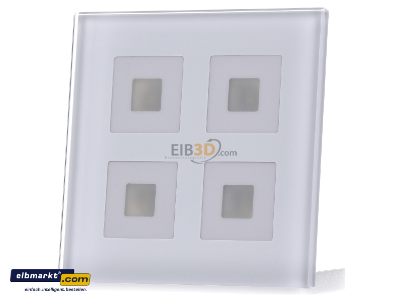 EIB/KNX Glastaster 4-fach Plus, Weiß mit Temperatursensor - BE-GTT4W.01