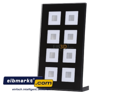 Front view MDT BE-GTT8S.01 EIB/KNX Glass Push Button 8-fold Plus, Black, Temperature Sensor - 
