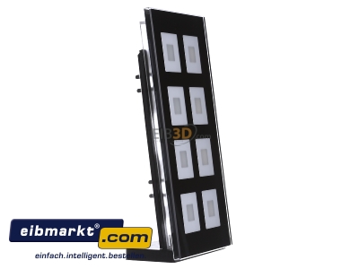 Ansicht links MDT BE-GTT8S.01 EIB/KNX Glastaster 8-fach Plus, Schwarz mit Temperatursensor - 