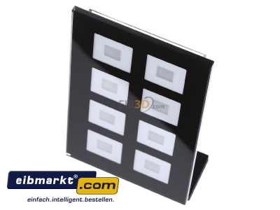 Ansicht oben vorne MDT BE-GTT8S.01 EIB/KNX Glastaster 8-fach Plus, Schwarz mit Temperatursensor - 