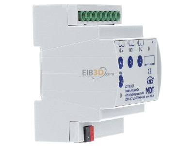 Ansicht links MDT AZI-0316.01 KNX/EIB Schaltaktor 3-fach, 4TE, REG, 16/20A, 230VAC, C-Last, Industrie, 200F, mit Wirkleistungszhler 