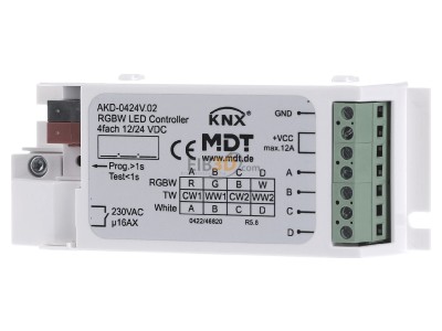 Front view MDT AKD-0424V.02 KNX/EIB RGBW LED Controller for LED Stripes, 
