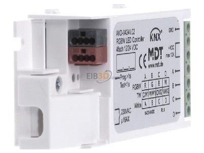 View on the left MDT AKD-0424V.02 KNX/EIB RGBW LED Controller for LED Stripes, 
