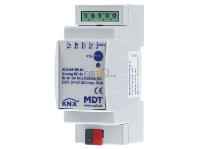Front view MDT AIO-0410V.01 Analog Actuator 4-fold, 2SU, MDRC, 0-10V, In-/Output shiftable - 
