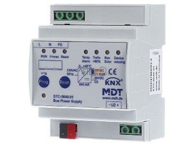 Front view MDT STC-0640.01 Bus power supply with diagnosis function, 4SU MDRC, 640mA - 
