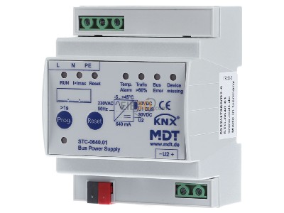 Frontansicht MDT STC-0640.01 Busspannungsversorgung mit Diagnosefunktion, 4TE, REG, 640mA - 