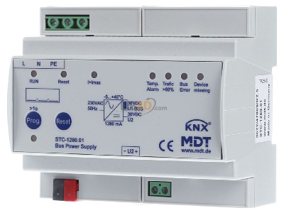 Frontansicht MDT STC-1280.01 Busspannungsversorgung mit Diagnosefunktion, 8TE, REG, 1280mA - 