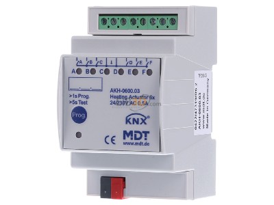 Frontansicht MDT AKH-0600.03 EIB/KNX Heizungsaktor 6-fach, 3TE, REG, 24-230VAC - 