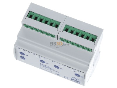 Ansicht oben vorne MDT AKD-0401.02 EIB/KNX Dimmaktor 4-fach, 6TE, REG, 250W, 230VAC mit Wirkleistungsmessung - 