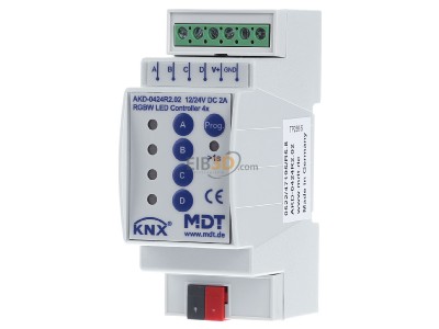 Front view MDT AKD-0424R2.02 EIB, KNX, LED Controller 4-channel, 2/4A, RGBW, 2SU MDRC - 
