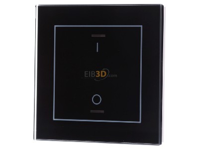 Front view MDT BE-GTL1TS.B1 EIB, KNX, Glass Push Button II Lite 1-fold, RGBW, switch, with temperature sensor, Black - 
