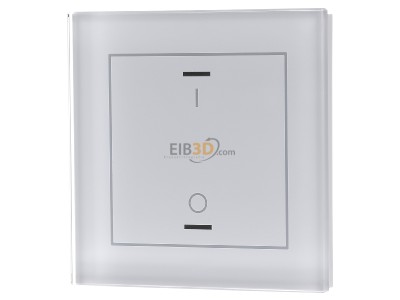Front view MDT BE-GTL1TW.B1 EIB, KNX, Glass Push Button II Lite 1-fold, RGBW, switch, with temperature sensor, White - 
