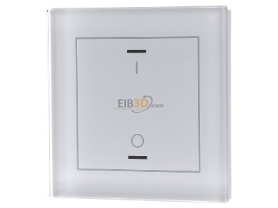 Front view MDT BE-GTL1TW.B1 EIB, KNX, Glass Push Button II Lite 1-fold, RGBW, switch, with temperature sensor, White - 
