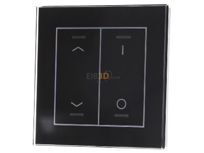 Front view MDT BE-GTL2TS.C1 EIB, KNX, Glass Push Button II Lite 2-fold, RGBW, blinds and light, with temperature sensor, Black - 
