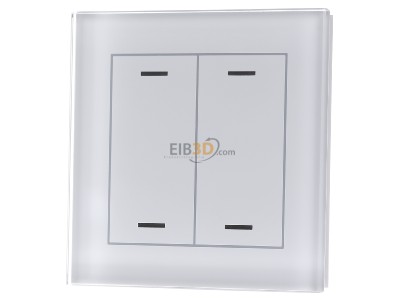 Front view MDT BE-GTL2TW.01 EIB, KNX, Glass Push Button II Lite 2-fold, RGBW, neutral, with temperature sensor, White - 
