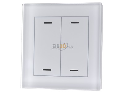 Frontansicht MDT BE-GTL2TW.01 EIB, KNX, Glastaster II Light 2-fach, RGBW, mit Temperatursensor, Wei, Neutral - 