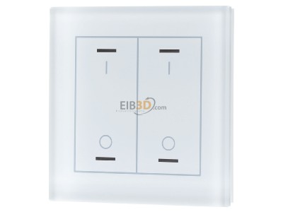 Front view MDT BE-GTL2TW.B1 EIB, KNX, Glass Push Button II Lite 2-fold, RGBW, switch, with temperature sensor, White - 
