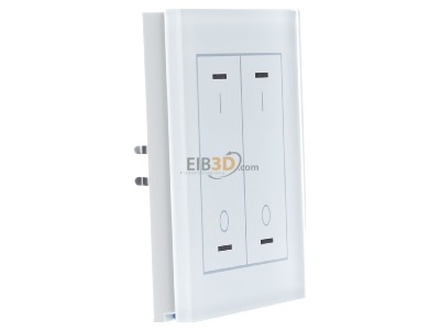 View on the left MDT BE-GTL2TW.B1 EIB, KNX, Glass Push Button II Lite 2-fold, RGBW, switch, with temperature sensor, White - 
