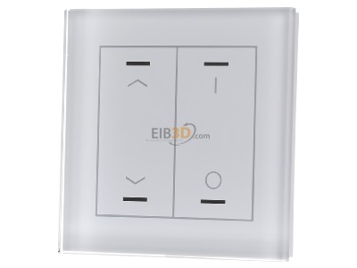 Front view MDT BE-GTL2TW.C1 EIB, KNX, Glass Push Button II Lite 2-fold, RGBW, blinds and switch, with temperature sensor, White - 
