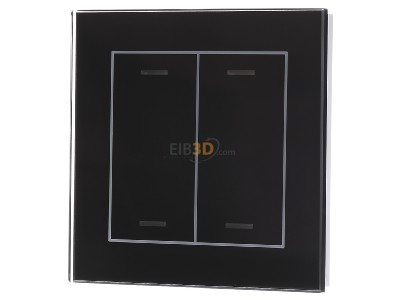 Front view MDT BE-GTL20S.01 EIB, KNX, Glass Push Button II Lite 2-fold, RGBW, neutral, Black - 
