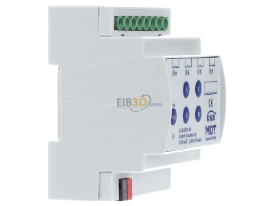 View on the left MDT AKS-0410.03 EIB, KNX, Switch Actuator 4-fold, 4SU MDRC, 10A, 230VAC, C-load, standard, 140F, 
