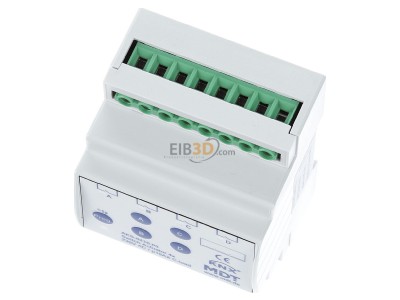 Ansicht oben vorne MDT AKS-0410.03 EIB, KNX, Schaltaktor 4-fach, 4TE, REG, 10A, 230VAC, C-Last, Standard, 140F, 