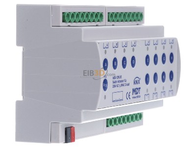 View on the left MDT AKS-1210.03 EIB, KNX, Switch Actuator 12-fold, 8SU MDRC, 10A, 230VAC, C-load, standard, 140F, 
