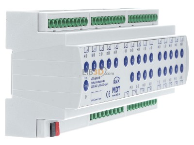 Ansicht links MDT AKS-2416.03 EIB, KNX, Schaltaktor 24-fach, 12TE, REG, 16A, 230VAC, C-Last, Standard, 140F, 