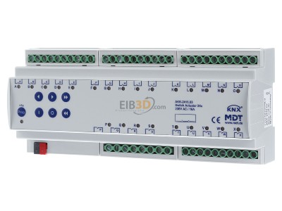 Frontansicht MDT AKK-2416.03 EIB, KNX, Schaltaktor 24-fach, 12TE, REG, 16A, 230VAC, Kompakt, 70, 10EVG, 