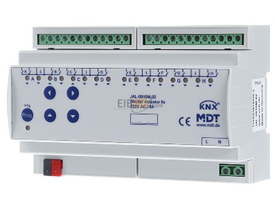 Front view MDT JAL-0810M.02 EIB, KNX, Shutter Actuator 8-fold, 8SU MDRC, 10A, 230VAC with travel time measurement, 
