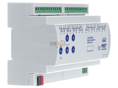 View on the left MDT JAL-0810M.02 EIB, KNX, Shutter Actuator 8-fold, 8SU MDRC, 10A, 230VAC with travel time measurement, 
