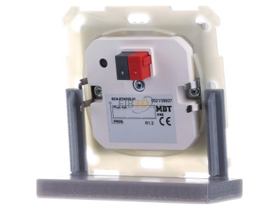 Back view MDT SCN-RTN55S.01 EIB, KNX, Room Temperature Extension Unit Smart 55 with colour display, White glossy finish, 
