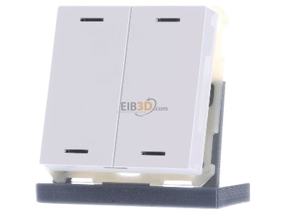 Front view MDT BE-TAL63T2.01 EIB, KNX, Push Button Lite 63 2-fold, RGBW, neutral, with temperature sensor, Studio white glossy finish, 
