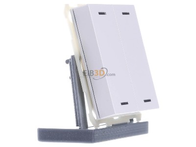 View on the left MDT BE-TAL63T2.01 EIB, KNX, Push Button Lite 63 2-fold, RGBW, neutral, with temperature sensor, Studio white glossy finish, 
