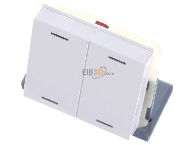 View up front MDT BE-TAL63T2.01 EIB, KNX, Push Button Lite 63 2-fold, RGBW, neutral, with temperature sensor, Studio white glossy finish, 
