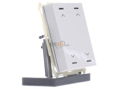 View on the left MDT BE-TAL6302.A1 EIB, KNX, Push Button Lite 63 2-fold, RGBW, blinds, Studio white glossy finish, 
