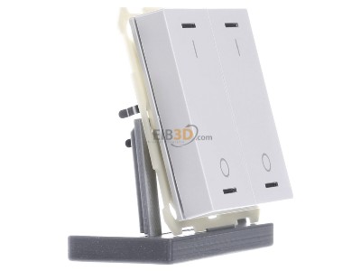 View on the left MDT BE-TAL6302.B1 EIB, KNX, Push Button Lite 63 2-fold, RGBW, switch, Studio white glossy finish, 
