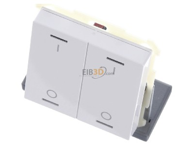 View up front MDT BE-TAL6302.B1 EIB, KNX, Push Button Lite 63 2-fold, RGBW, switch, Studio white glossy finish, 
